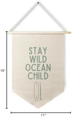 Qpenm Ocean Nursery Decor, Stay Wild Ocean Child Wall Hanging Canvas Banner - Image 7
