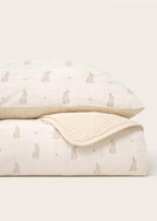 Oilo Bunny Crib Bedding Set, 5-Layer Organic Cotton Muslin Crib Quilt & Sham by OiloStudio