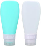 LUFEVRM 2 Pcs Silicone Travel Bottles, 3oz Leak Proof Refillable Squeeze by LUFEVRM