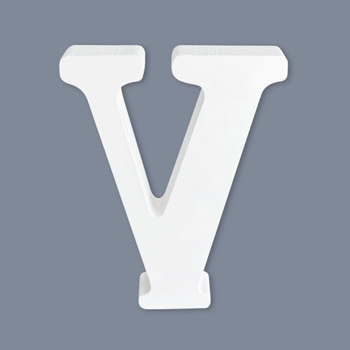 HANWER White Unfinished Wooden Letter V, 6 Inch Alphabet Letter by HANWER