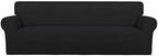 PureFit Stretch Couch Covers for Sofa 4 Seater Slipcovers Black by PureFit