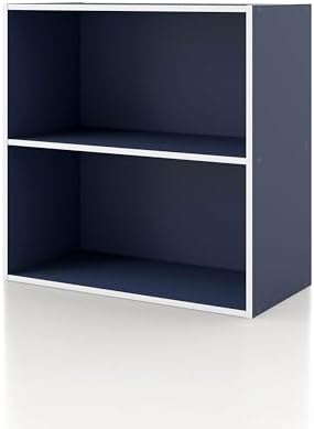 Homes: Inside + Out Apexa 2-Tier Cube Storage Organizer Shelves, Stackable Wood by HOMESInsideOut