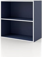 Homes: Inside + Out Apexa 2-Tier Cube Storage Organizer Shelves, Stackable Wood by HOMESInsideOut