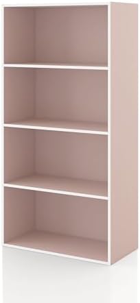 Homes: Inside + Out Apexa 4-Tier Cube Storage Organizer Shelves, Stackable Wood by HOMESInsideOut