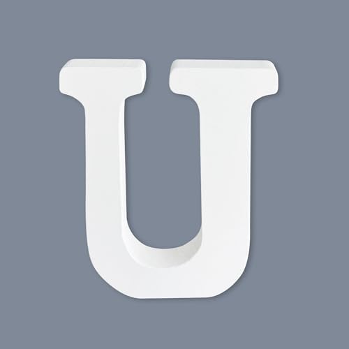 Unfinished Wooden Letters for Crafts, 6 Inch White Alphabet Letters for Party by HANWER