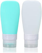 2 Pcs Silicone Travel Bottles, 2oz Leak Proof Refillable Squeeze Containers by LUFEVRM