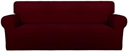 PureFit Stretch Oversized Couch Covers Fleece Sofa Slipcovers Wine by PureFit