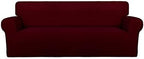 PureFit Stretch Oversized Couch Covers Fleece Sofa Slipcovers Wine by PureFit