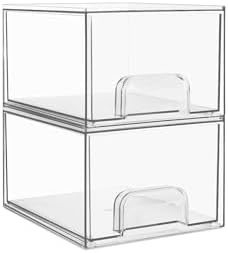 Vtopmart 2 Pack Small Clear Stackable Storage Drawers by Vtopmart