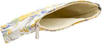 Flat Makeup Bag for Women, Zipper Cosmetic Pouch Purse, Brocade Flower Yellow - Image 4