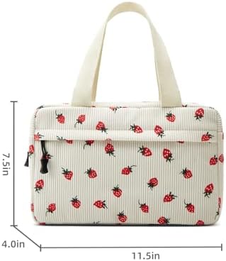 Large Makeup Bag for Women Corduroy Cosmetic bag Make up Bags Zipper Pouch - Image 3
