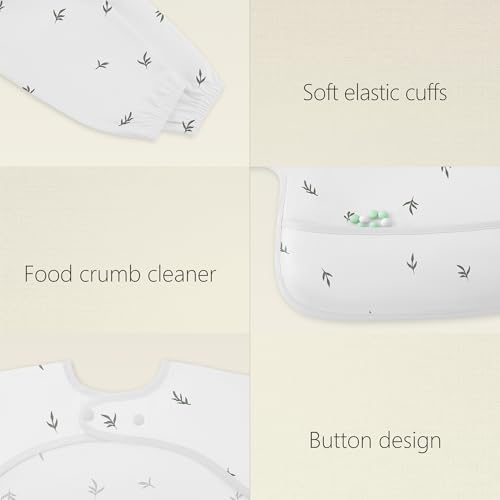 Susurration Baby Long Sleeve Bib Waterproof Sleeved Bib Smock - Image 5