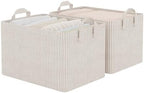 StorageWorks Fabric Storage Bins, Khaki and Beige Stripes by StorageWorks
