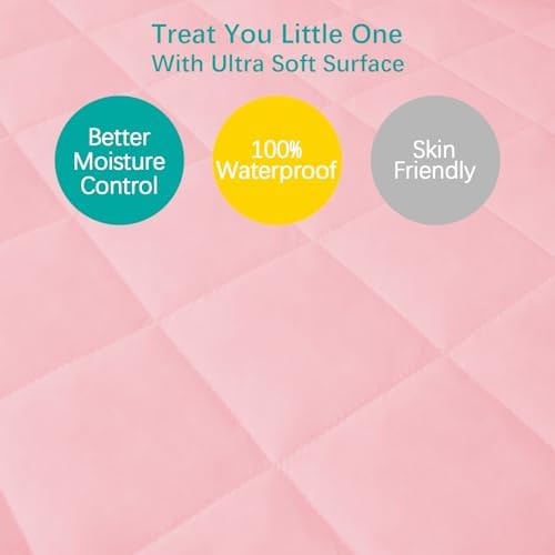 Mini Crib Mattress Protector 2 Pack Mini Crib Sheets Waterproof Pad Cover - Image 6