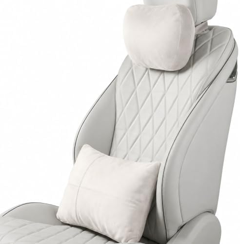 2 PCS Car Pillow for Driving Seat Soft Suede Headrest Neck & Lumbar Support by GoodpillowBetterdriver