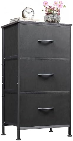 WLIVE Small Dresser Nightstand for Bedroom, 3 Drawers, Charcoal Black by WLIVE