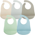 PandaEar 5 Pack Waterproof Silicone Baby Bibs| Super Thin Light Weight Feeding by PandaEar
