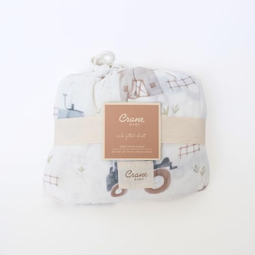 Crane Baby Charlie Farmhouse Tractor Crib Fitted Sheet, 100% Cotton Baby Bed - Image 6