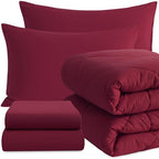 NTBAY Twin Microfiber Bed in a Bag, Comforter Set 5 Piece, Wine Red by NTBAY