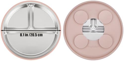 PandaEar 3 Pack Stainless Steel Baby Suction Plates, Divided Toddler Plate - Image 5