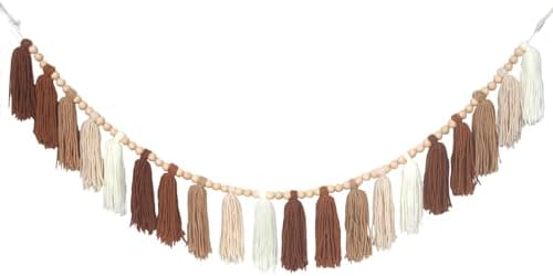 Brown Boho Yarn Wood Bead Tassel Garland Decor Terracotta Rainbow Western by WelcometoTasuwat
