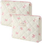 uekeboag Quilted Cotton Makeup Bag 2Pcs Coquette Cosmetic Bag, Large Soft by uekeboag
