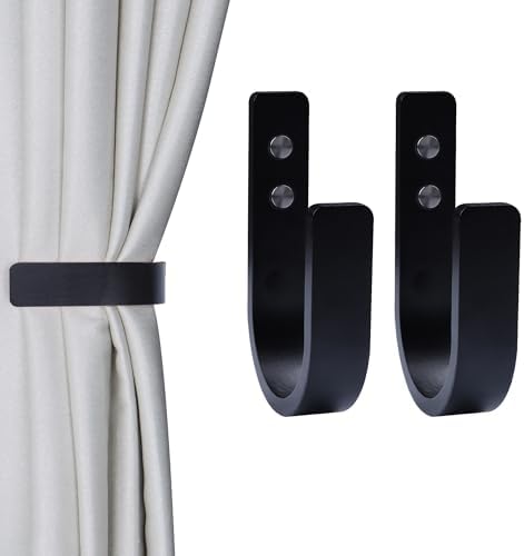 2 Pack Curtain Tiebacks Wood Curtain Holdbacks U Shaped Curtain Hooks Curtain by OCIOLI