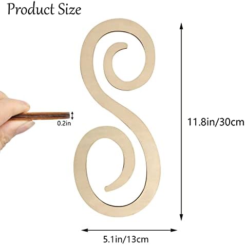 Wooden Monogram Letters for Wall Decor 12 Inch Large Cursive Wood Letters S - Image 2
