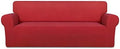 PureFit Stretch Oversized Couch Covers Fleece Sofa Slipcovers Red by PureFit