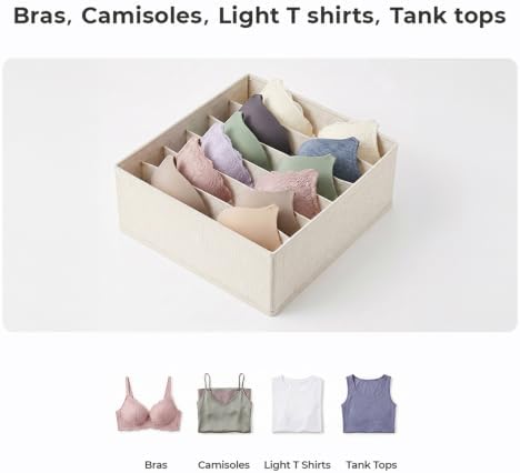 Linen Bra Organizer for Drawer, 18 Divided Cells - Image 4