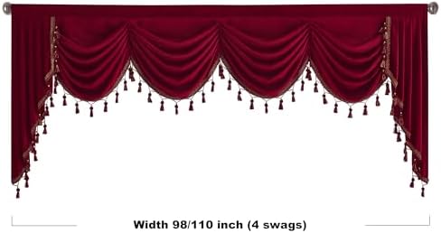 StangH Christmas Red Valance Curtains 110 inches Width, 1 Panel - Image 4