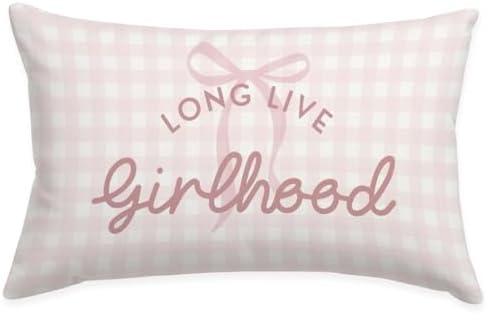 Girls Room Decor Throw Pillow Cover 12x20, Long Live Girlhood Throw Pillows by Wheatwin