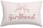 Girls Room Decor Throw Pillow Cover 12x20, Long Live Girlhood Throw Pillows by Wheatwin