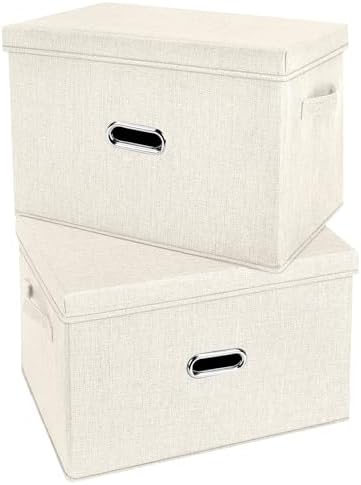 Large Linen Fabric Foldable Storage Bins by Unknown