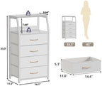 Furnulem Tall Nightstand with 4 Fabric Drawers, Small Dresser - Image 3