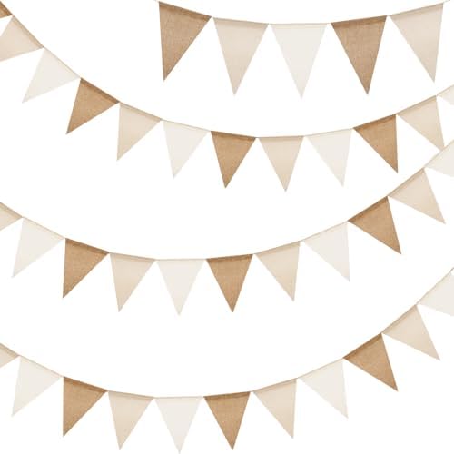 G2PLUS Pennant Banner Triangle Flag Bunting Garland Linen Rustic Boho 36PCS by G2PLUS