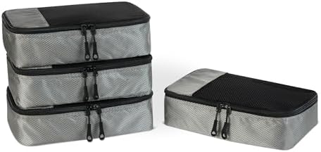 Amazon Essentials 4-Piece Packing Cubes Travel Accessories Set, Space-Saving by AmazonEssentials