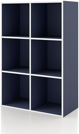 Homes: Inside + Out Apexa 6-Cube Storage Organizer Shelves, Stackable Wood by HOMESInsideOut