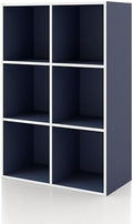 Homes: Inside + Out Apexa 6-Cube Storage Organizer Shelves, Stackable Wood by HOMESInsideOut
