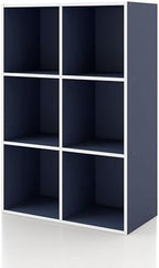 Homes: Inside + Out Apexa 6-Cube Storage Organizer Shelves, Stackable Wood by HOMESInsideOut