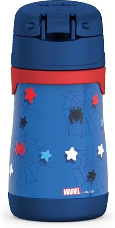 THERMOS Vacuum Insulated Stainless Steel 10oz Straw Bottle, Spidey and His - Image 3