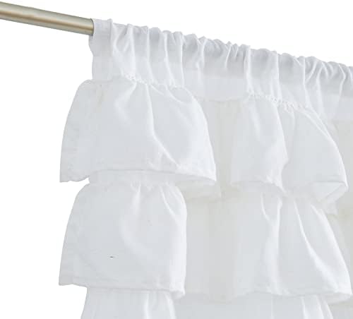 jinchan Off White Linen Ruffled Valance Curtain 18 Inch Rod Pocket 1 Panel - Image 4