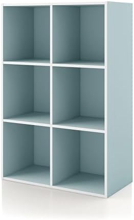 Homes: Inside + Out Apexa 6-Cube Storage Organizer Shelves, Stackable Wood by HOMESInsideOut