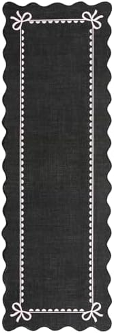 GarveeHome Scalloped Hallway Runner Rug 2.5x10 Non Slip Black Pink Rugs - Image 5