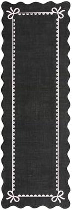GarveeHome Scalloped Hallway Runner Rug 2.5x10 Non Slip Black Pink Rugs - Image 5