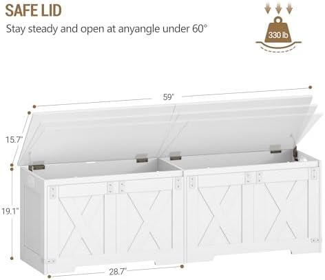 Hzuaneri 59" Modern Farmhouse Storage Chest and Bench | 70 Gal | 330lb Seat - Image 3