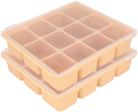 Baby Food Storage Silicone Cubes, Sand Beige, 12 Cubes 1.5oz by Petinube