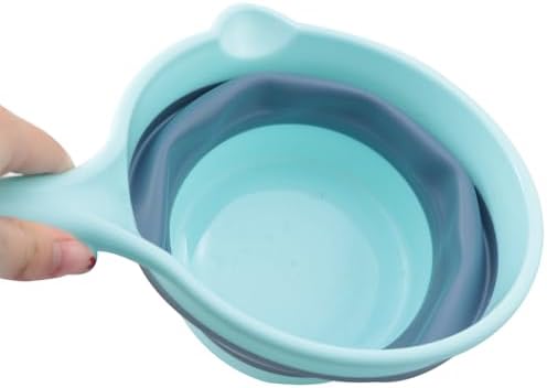 Plastic Foldable Water Scoop Blue Portable Shampoo Cup - Image 5