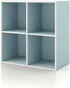 Homes: Inside + Out Apexa 4-Cube Storage Organizer Shelves, Stackable Wood by HOMESInsideOut