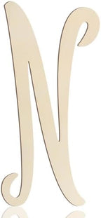 Wooden Letters 12 Inch for Wall Decor Large Cursive Wood Monogram Letters N by Focal20Craft